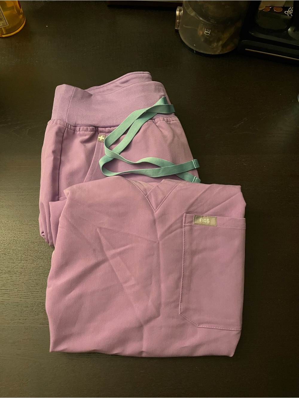 Figs Lavender Joggers with Teal Drawstring - Picture 2 of 2